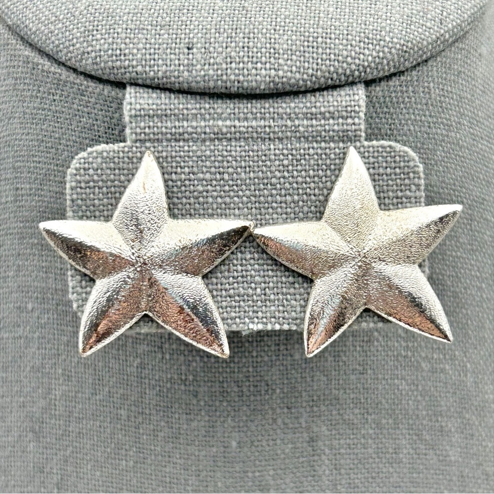 Vintage Napier Silver Tone Large Statement Star Stud Pierced Earrings